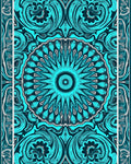 Intricate Teal Floral Geometric Mandala Rug