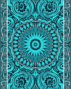 Intricate Teal Floral Geometric Mandala Rug