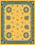 Golden Yellow Floral Patterned Rug