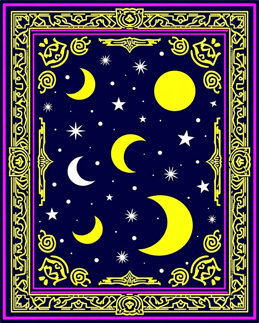 Celestial Moon Star Patterned Rug