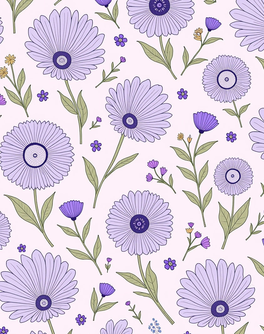 Lavender Daisy Meadow Pattern Rug
