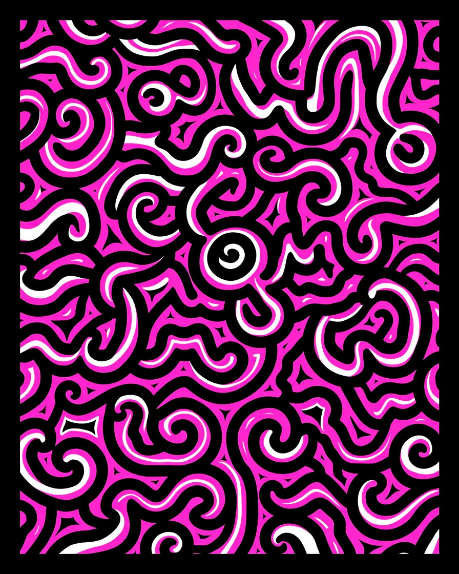 Bold Pink Swirl Pattern Rug