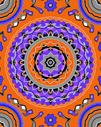 Vibrant Orange Purple Mandala Pattern Rug