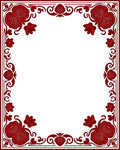Damask Rose Scroll Border Design Rug