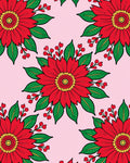 Vibrant Red Floral Berry Garland Rug