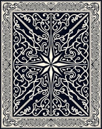 Intricate Black Ivory Ornamental Pattern Rug