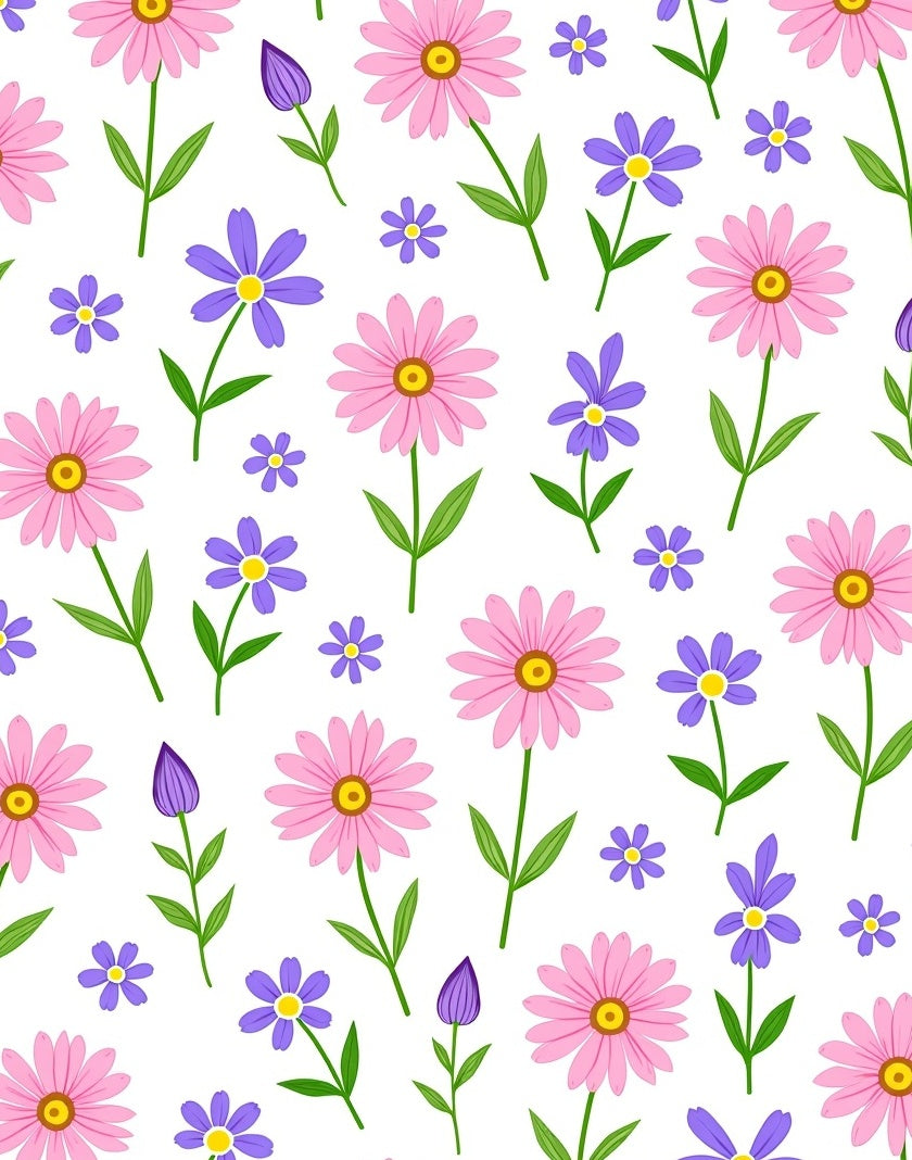Pink And Purple Flower Pattern Rug