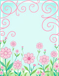 Pink Floral Swirls Garden Pattern Rug