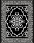 Ornate White Floral Black Pattern Rug
