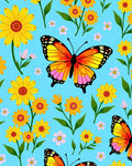 Bright Butterfly Flower Pattern Rug