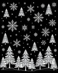White Snowflakes and Pine Trees Rug