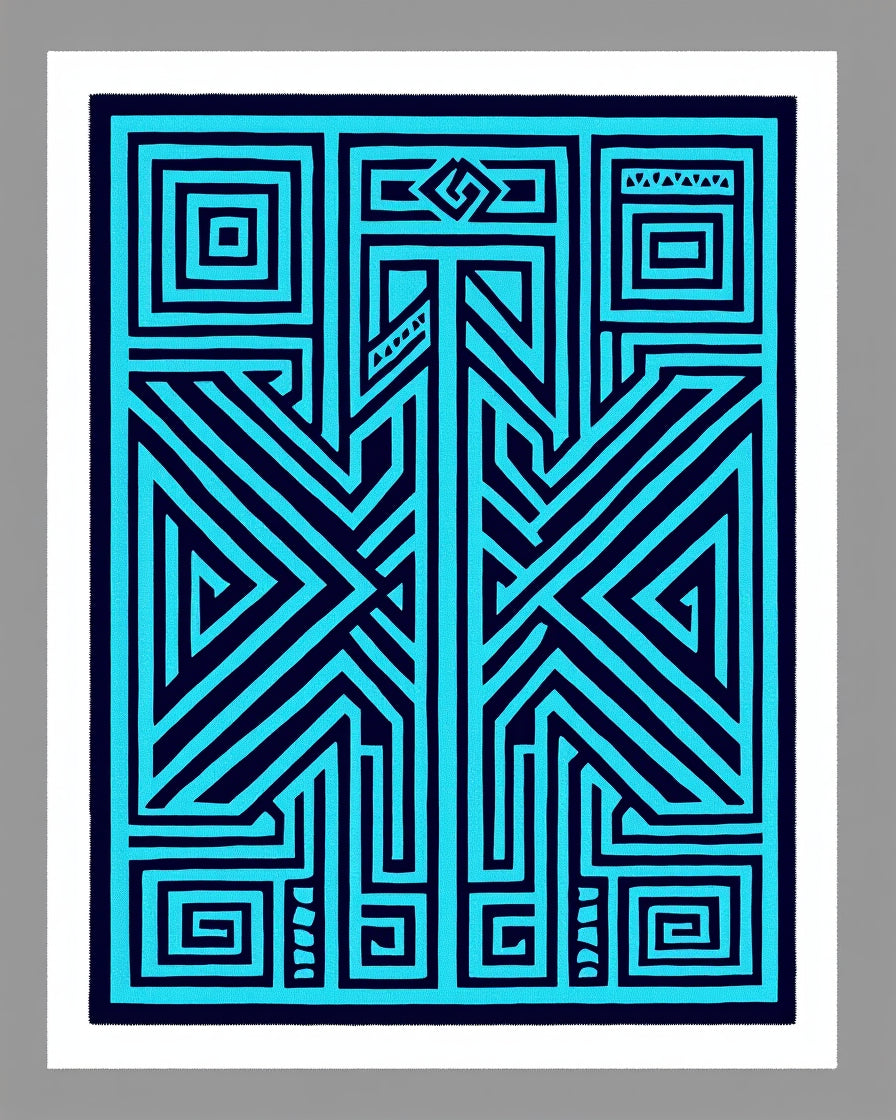 Bold Lines Geometric Maze Pattern Rug