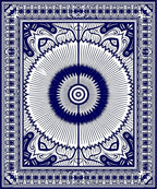 Classic Blue Sunburst Ornamental Rug