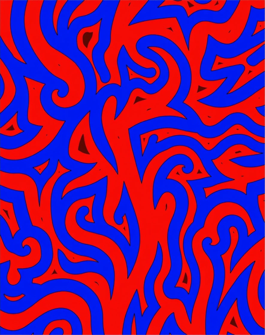 Abstract Red Blue Swirl Pattern Rug