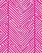 Vibrant Pink Geometric Maze Pattern Rug