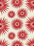 Red Sunburst Floral Pattern Rug