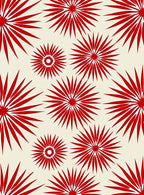 Red Sunburst Floral Pattern Rug