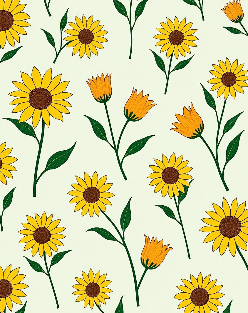 Sunny Yellow Floral Repeat Pattern Rug