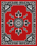 Bold Circular Floral Border Design Rug
