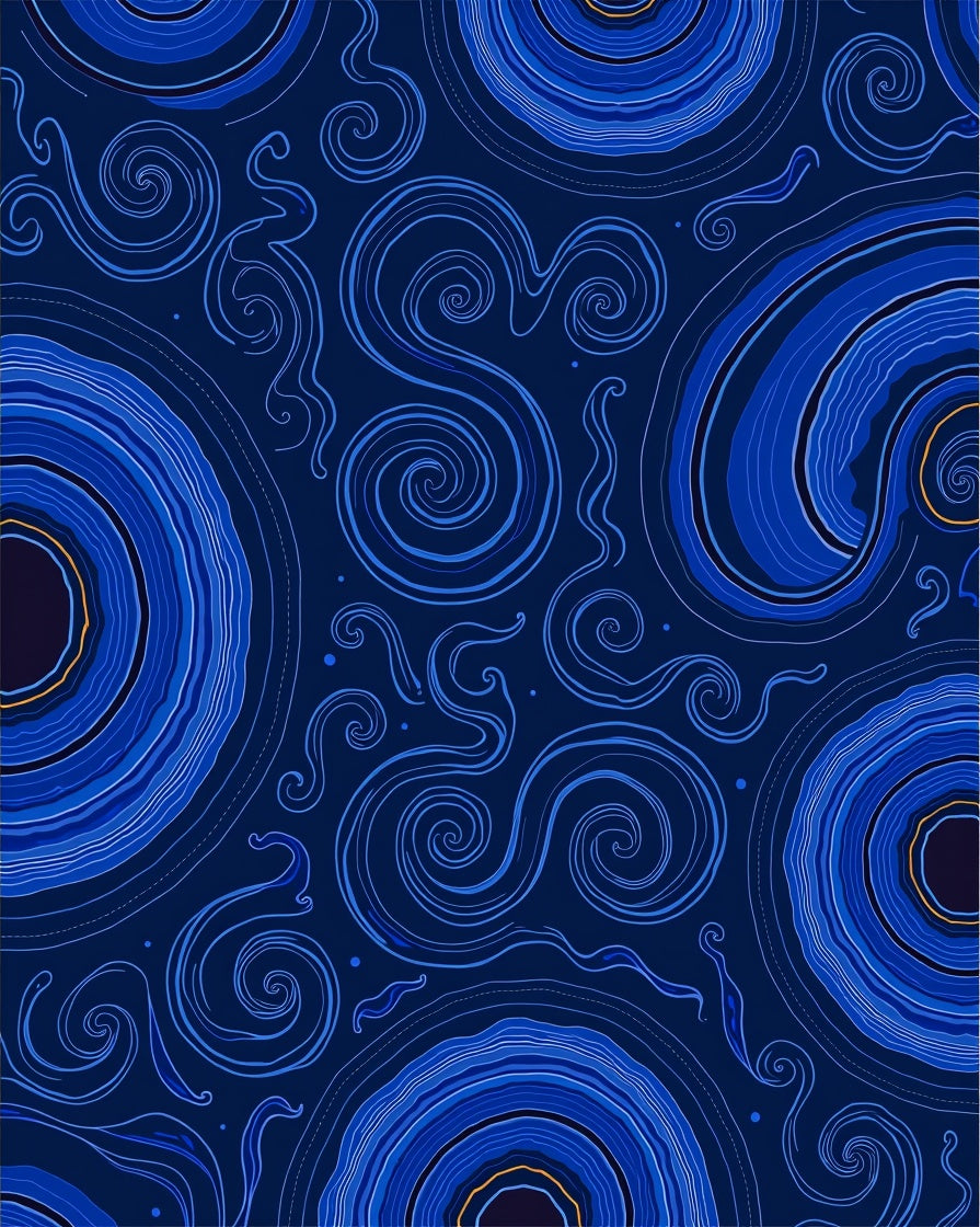 Deep Blue Swirl Agate Pattern Rug