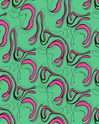 Abstract Swirls Pink Green Pattern Rug