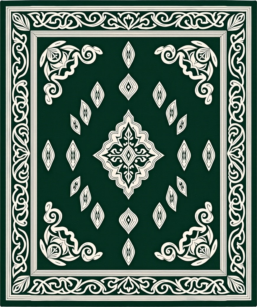 Elegant Ivory Floral Patterned Rug
