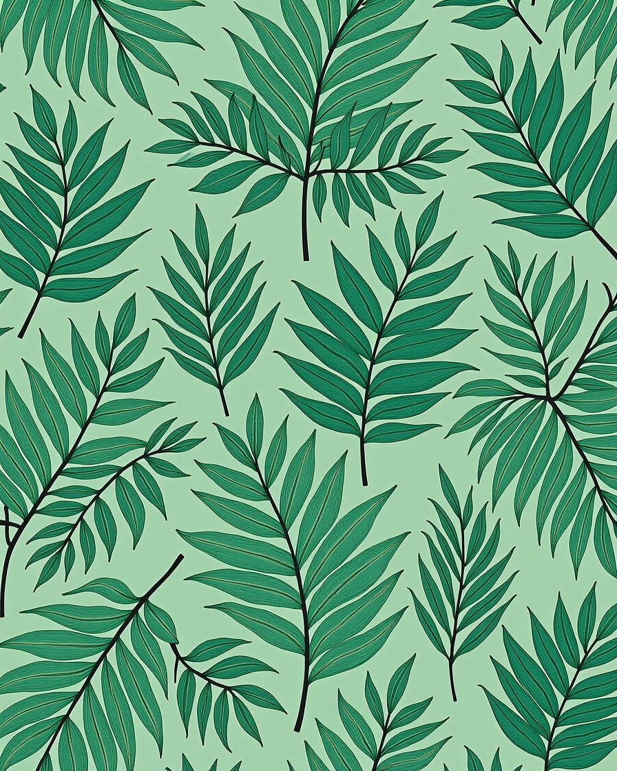 Green Tropical Foliage Pattern Rug