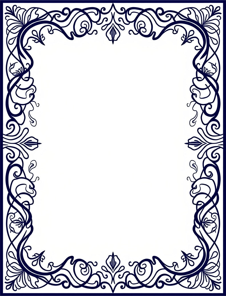 Ornate Navy Swirl Floral Elegance Rug