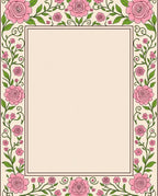 Floral Vines With Pink Roses Border Rug