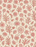 Red Floral Line Art Pattern Rug