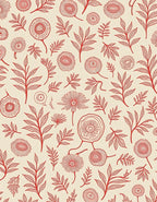 Red Floral Line Art Pattern Rug