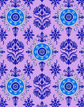 Blue Floral Medallion Patterned Violet Surface Rug