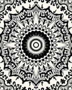 Intricate Black and White Mandala Pattern Rug