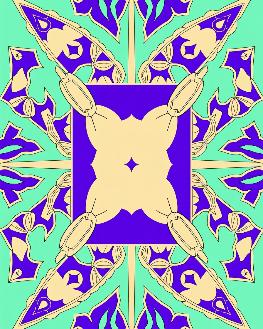 Ornate Purple Cream Mint Pattern Rug