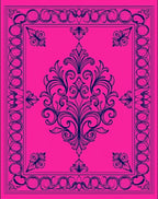 Vibrant Pink Floral Scrollwork Design Rug