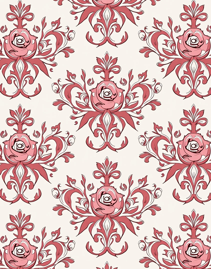 Ornate Rose Swirl Pattern Design Rug