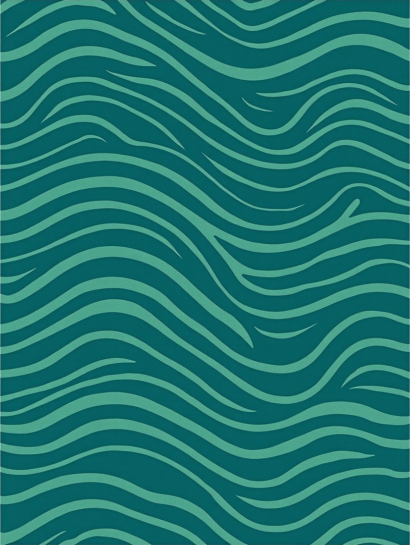 Teal Abstract Wavy Lines Rug