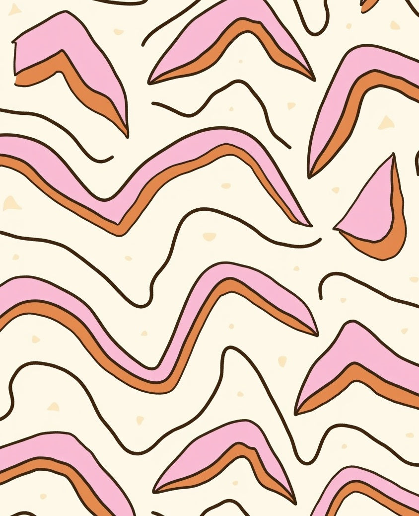 Retro Pink Orange Wavy Pattern Rug