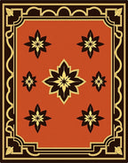 Warm Terracotta Floral Motif Rug
