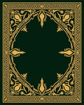 Elegant Gold Floral Motif Border Rug