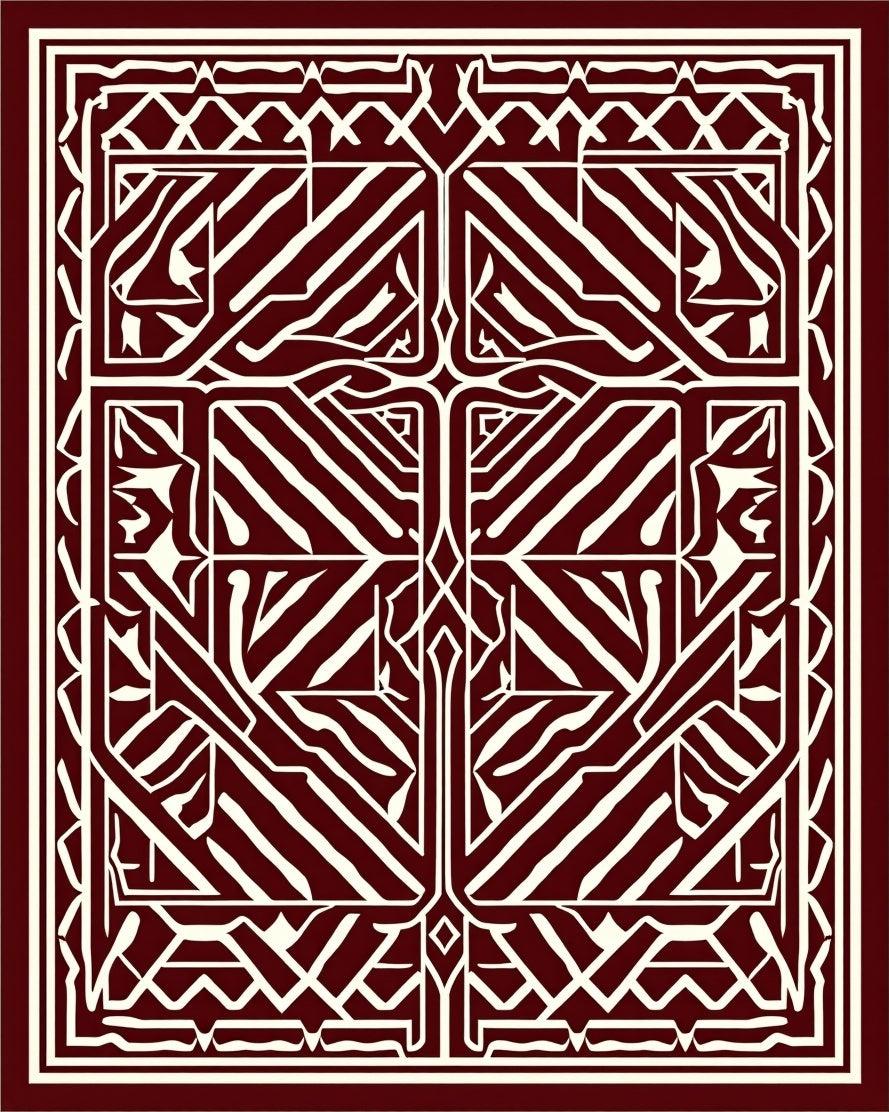 Intricate Linear Patterned Red Rug Design Rug