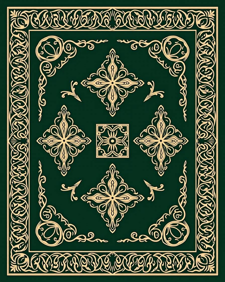 Elegant Gold Vine Intricate Rug