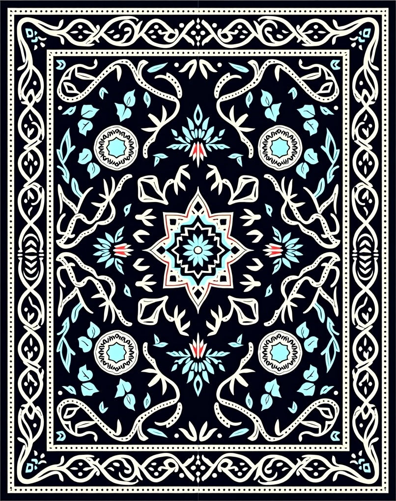 Traditional Floral Medallion Dark Rug