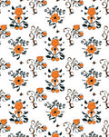 Orange Floral Whimsical Pattern Rug