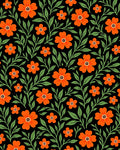 Orange Floral Vine Pattern Rug