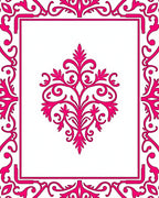 Ornate Pink Floral Damask Design Rug
