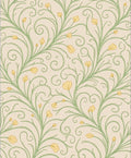 Delicate Yellow Floral Swirl Pattern Rug