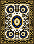 Ornate Floral Patterned Gold Rug