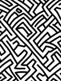 Abstract Black White Interlocking Lines Rug