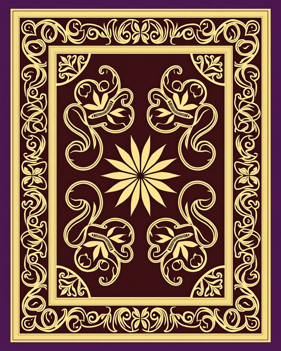 Ornate Floral Art Nouveau Design Rug